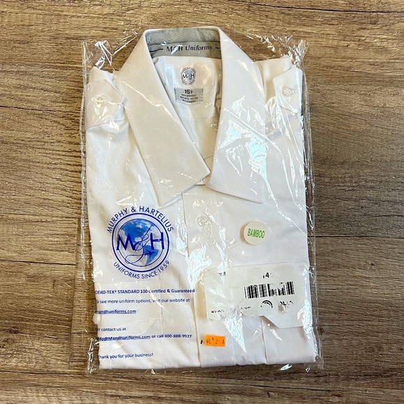 MURPHY & HARTELIUS (M&H) Uniform Bamboo Short Sleeve Shirt (Size 15 1/2) - Picture 1 of 11